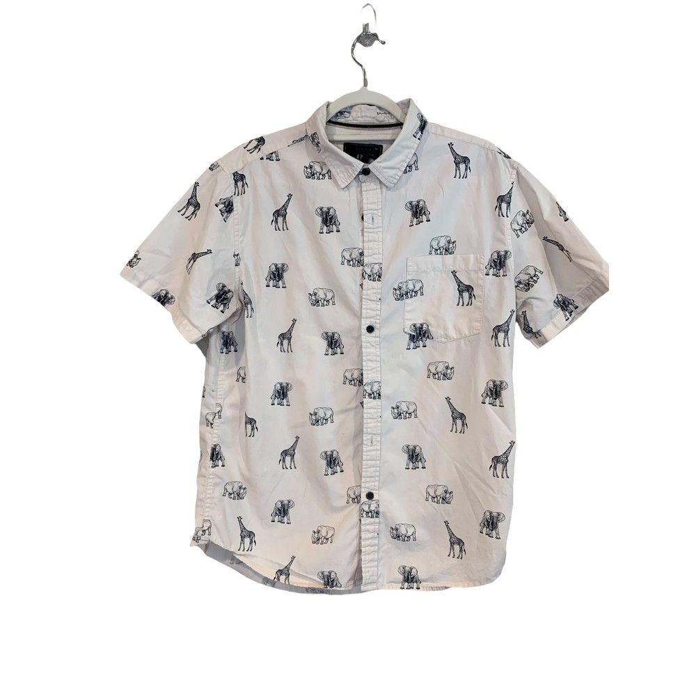 21 Men an American Brand Casual Button Down Shirt Safari Design